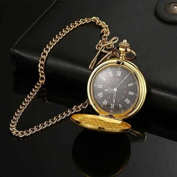 Retro Smooth Men Pocket Watch with Chain - Overture Gifts