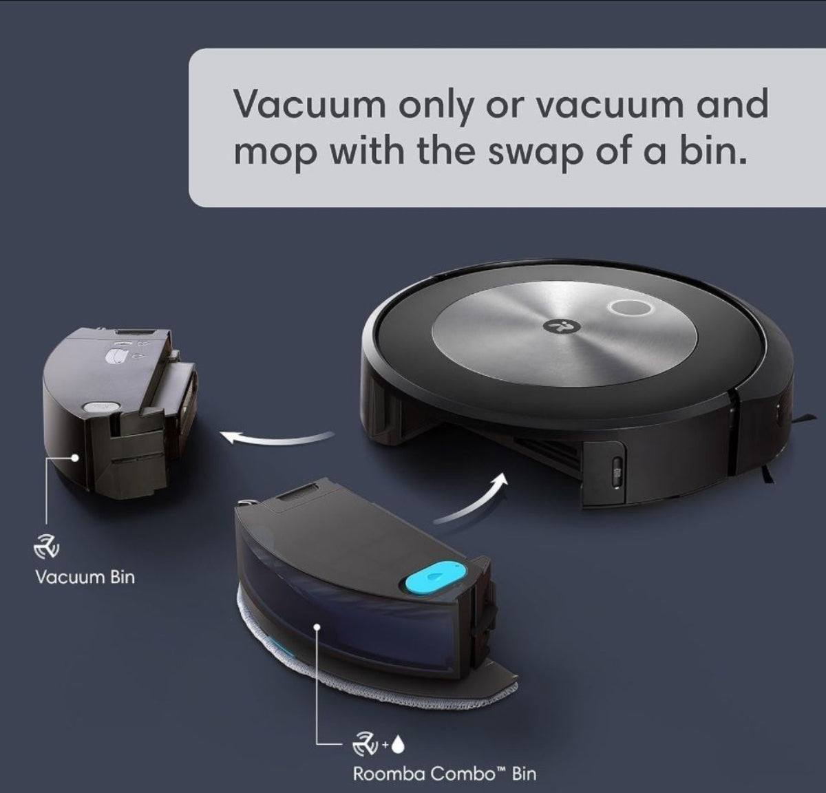 Used Great Condition iRobot Roomba Combo j5+ Self-Emptying Robot Vacuum & Mop - Identifies and Avoids Obstacles Like Pet Waste & Cords, Empties Itself