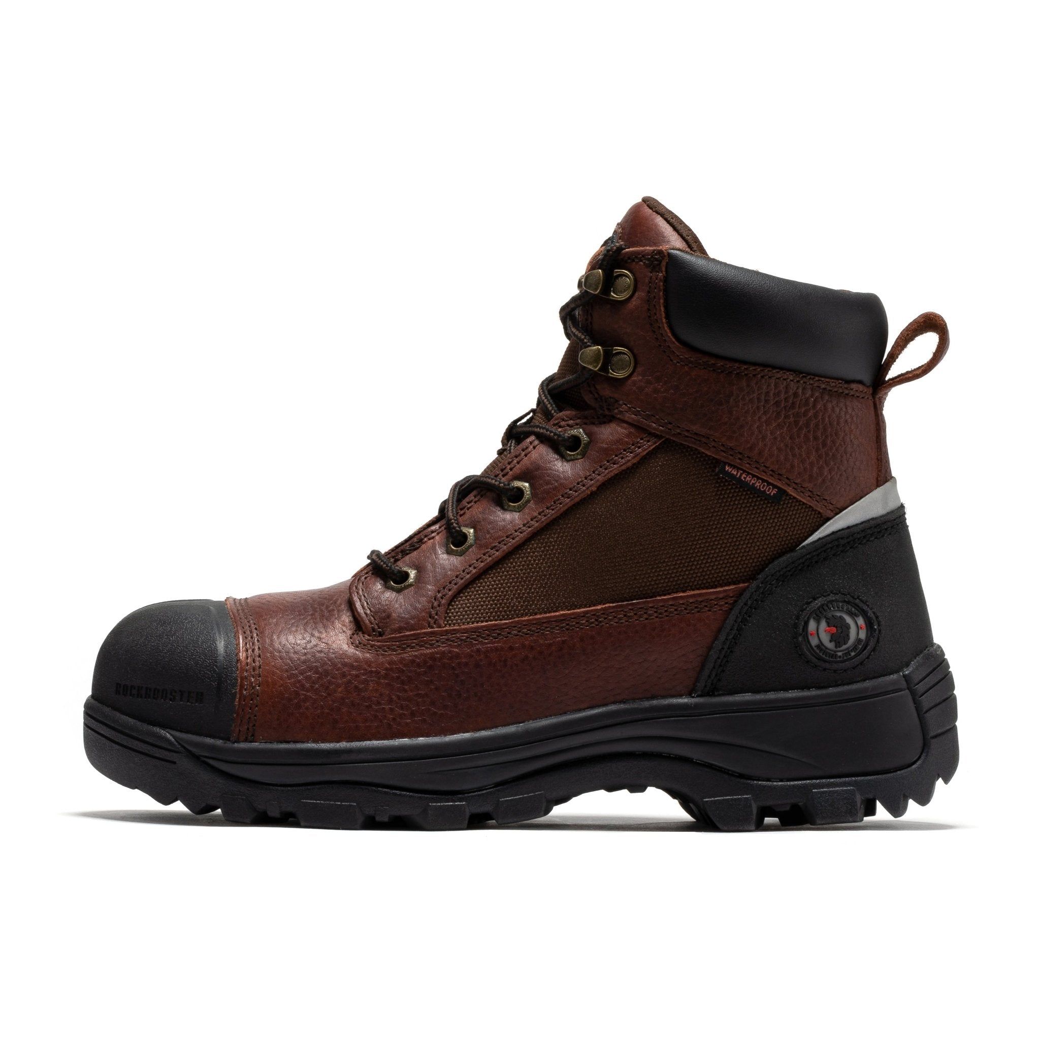 ROCKROOSTER Daviston 6 inch Brown Composite Toe Waterproof Work Boots AT872 - Overture Gifts