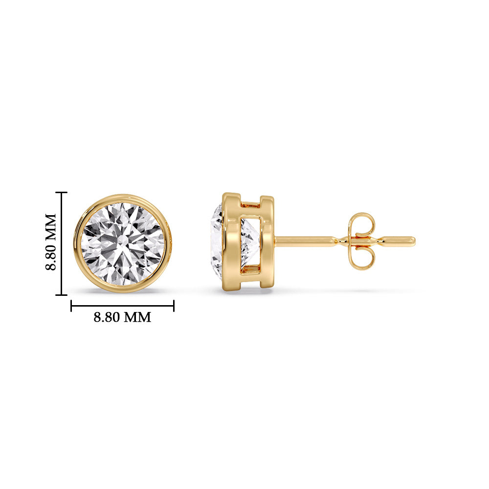 Bezel-Set Brilliant Round Diamond Solitaire Stud Earrings [IGI Certified]