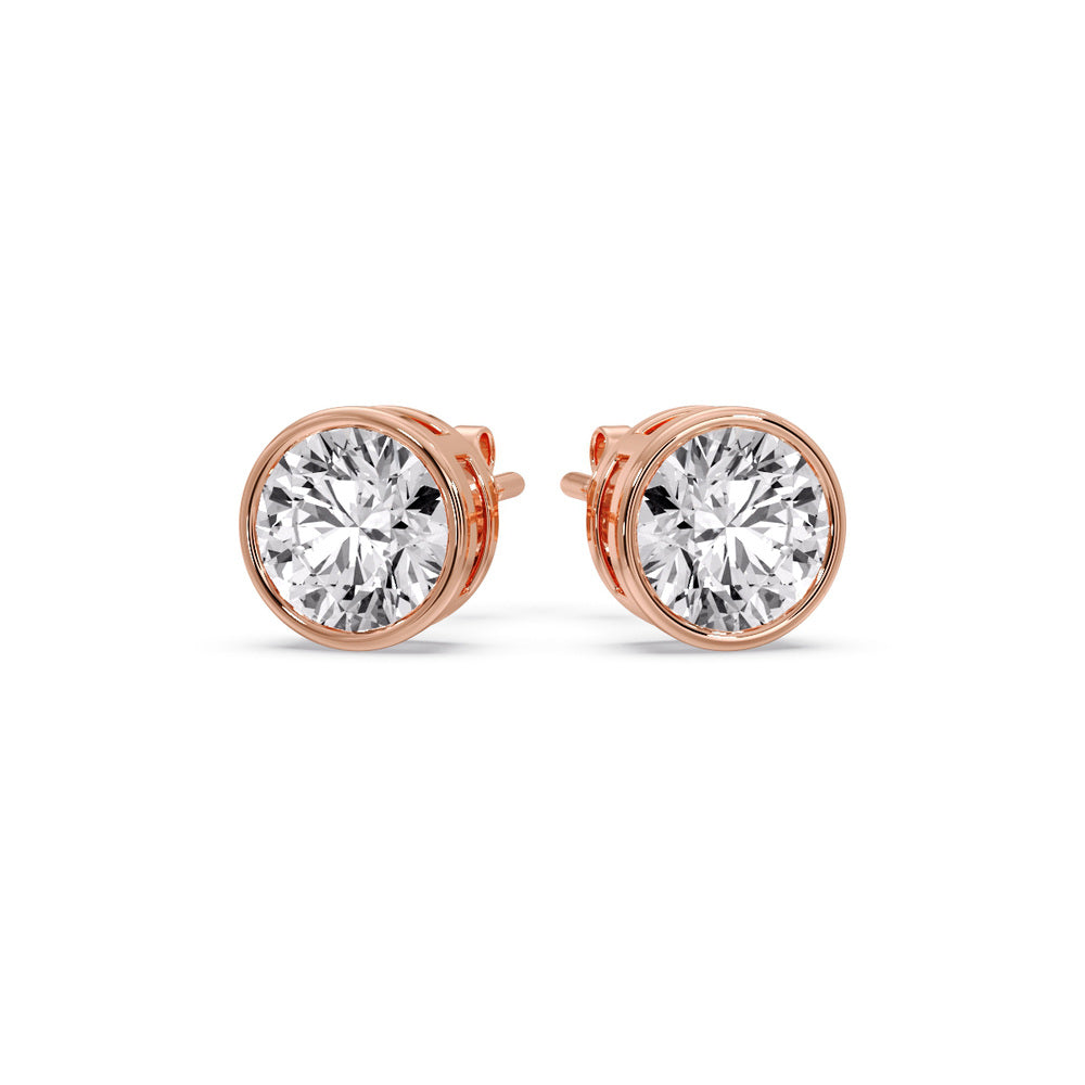 Bezel-Set Brilliant Round Diamond Solitaire Stud Earrings [IGI Certified]