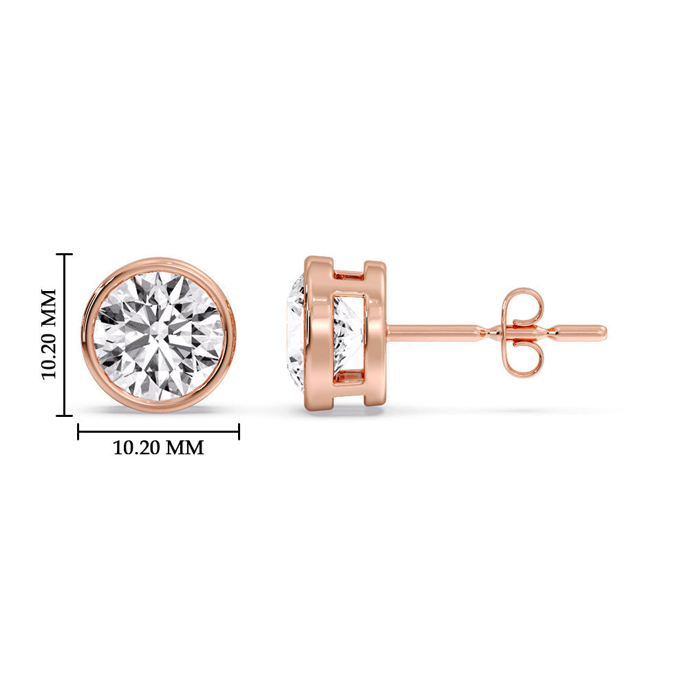 Bezel-Set Brilliant Round Diamond Solitaire Stud Earrings [IGI Certified]
