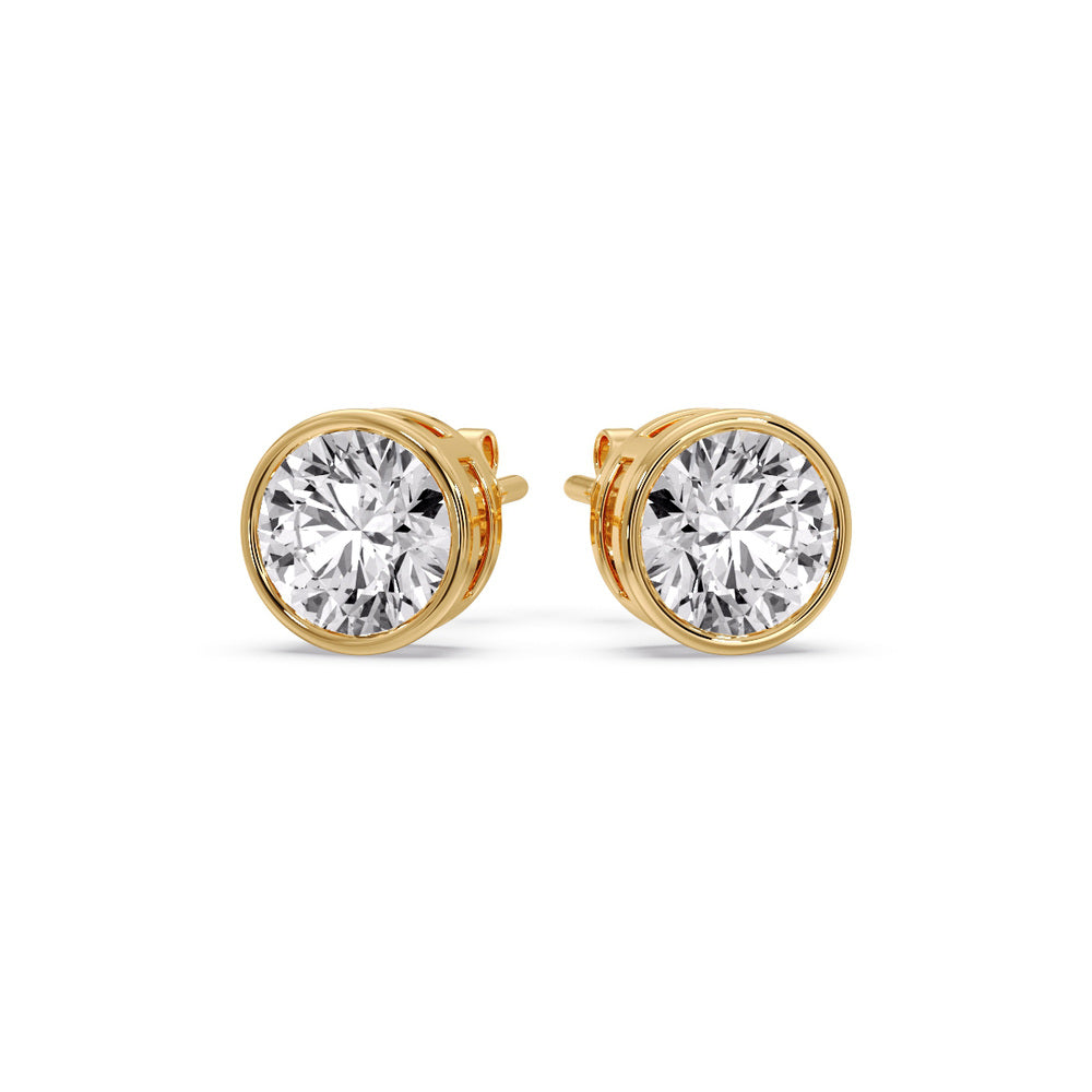 Bezel-Set Brilliant Round Diamond Solitaire Stud Earrings [IGI Certified]