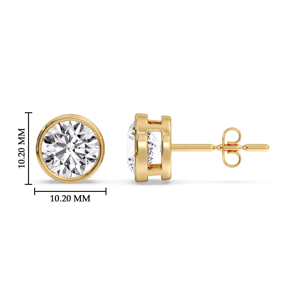 Bezel-Set Brilliant Round Diamond Solitaire Stud Earrings [IGI Certified]