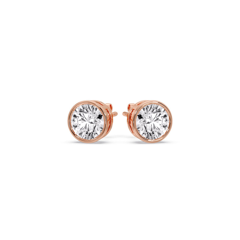 Bezel-Set Brilliant Round Diamond Solitaire Stud Earrings [IGI Certified]
