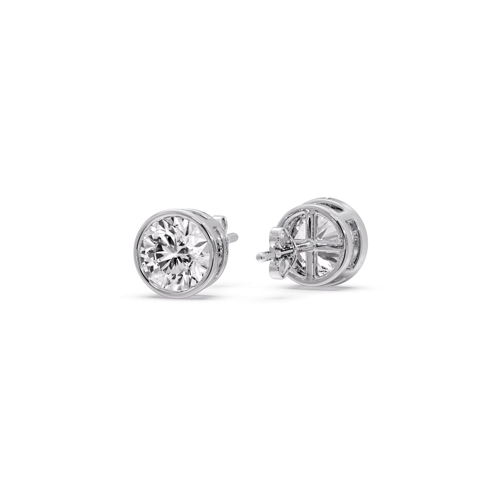 Bezel-Set Brilliant Round Diamond Solitaire Stud Earrings [IGI Certified]