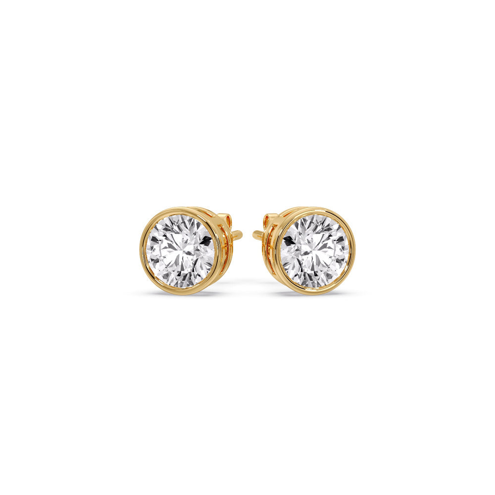 Bezel-Set Brilliant Round Diamond Solitaire Stud Earrings [IGI Certified]