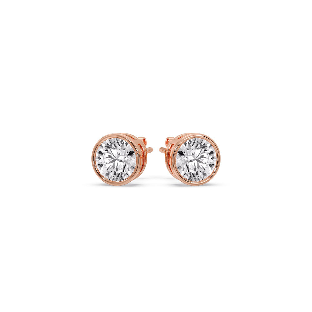 Bezel-Set Brilliant Round Diamond Solitaire Stud Earrings [IGI Certified]