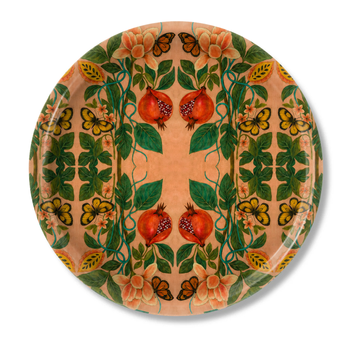 Pomegranate Migration Birchwood Decorative Tray - Round - Large