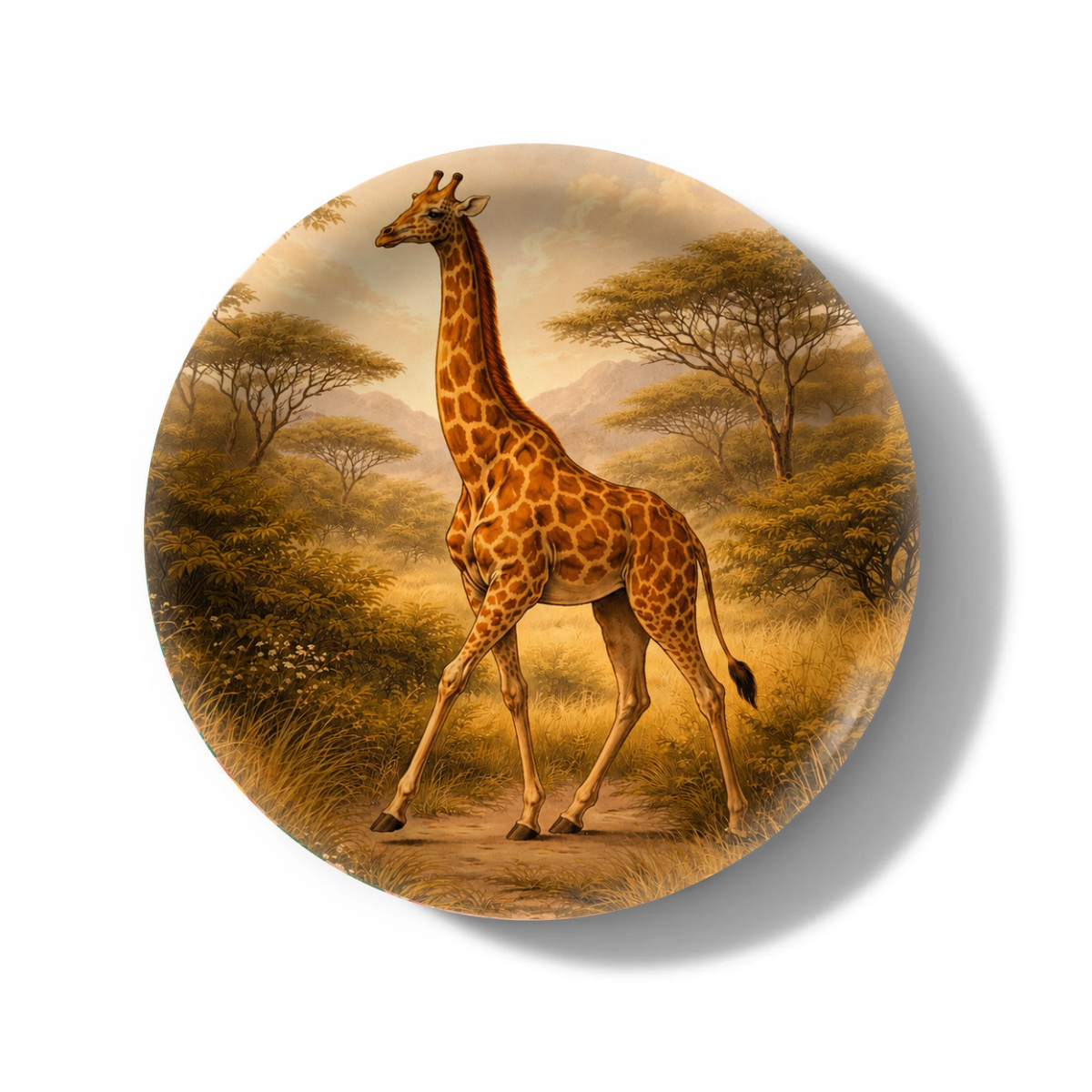 Golden Giraffe Decorative Birchwood Tray - Mini Round - Set of 2