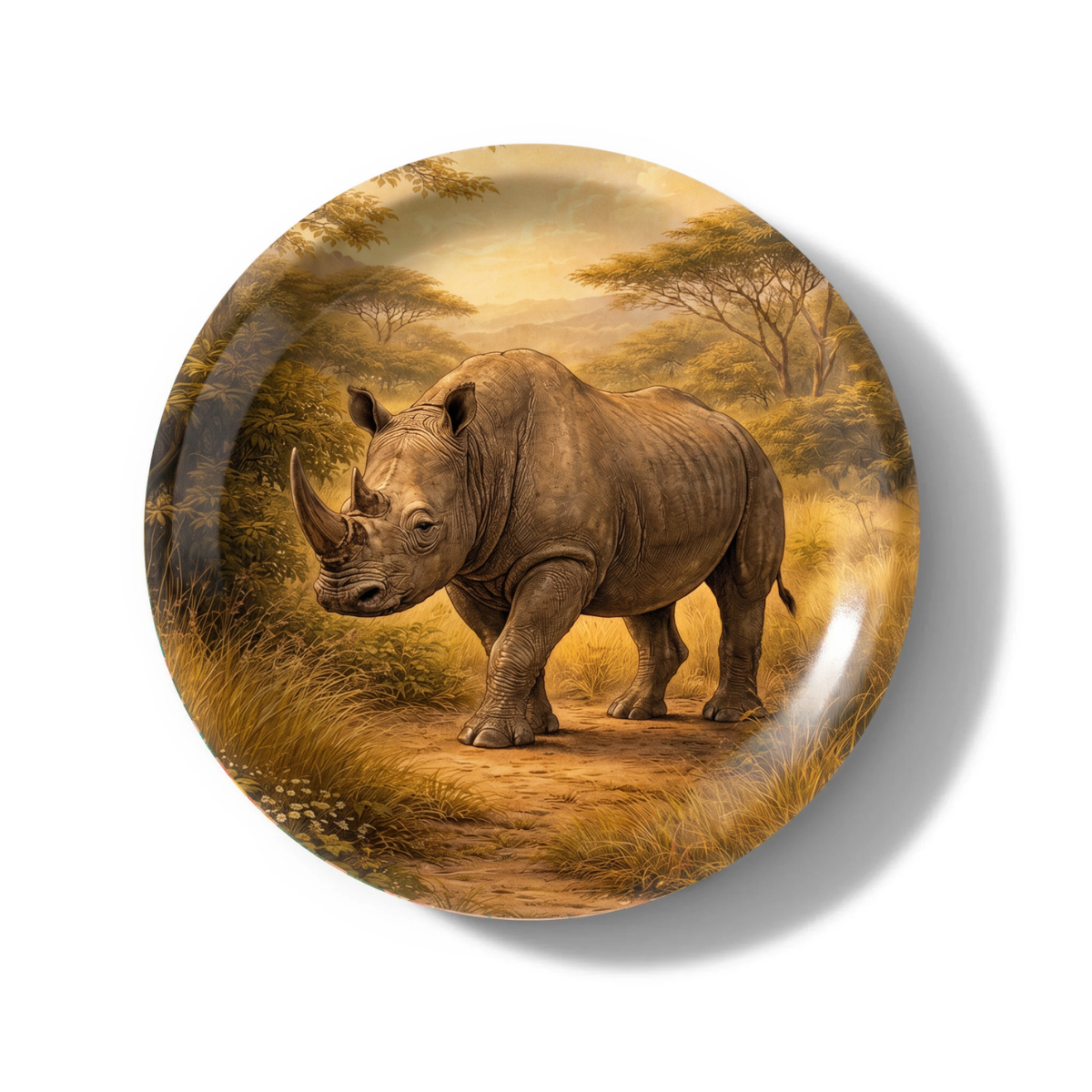 Golden Rhino Decorative Birchwood Tray - Mini Round - Set of 2