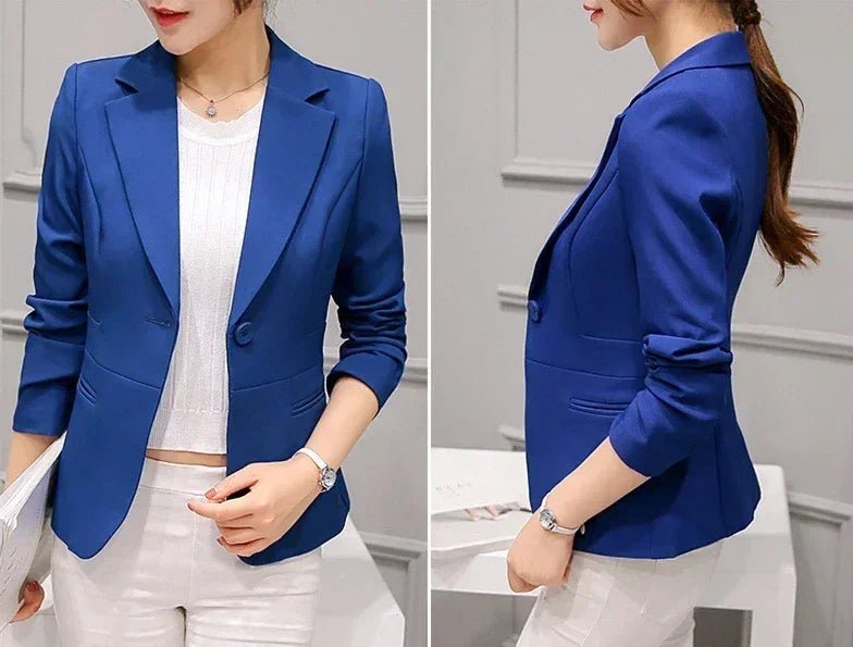 Royal Blue Suit Jacket Women's Stylish Slim Coat New Fall Women Blazer Pink, Red, White, Black Girl Tops Reefer Jackets - Overture Gifts
