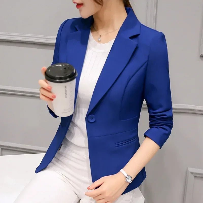 Royal Blue Suit Jacket Women's Stylish Slim Coat New Fall Women Blazer Pink, Red, White, Black Girl Tops Reefer Jackets - Overture Gifts