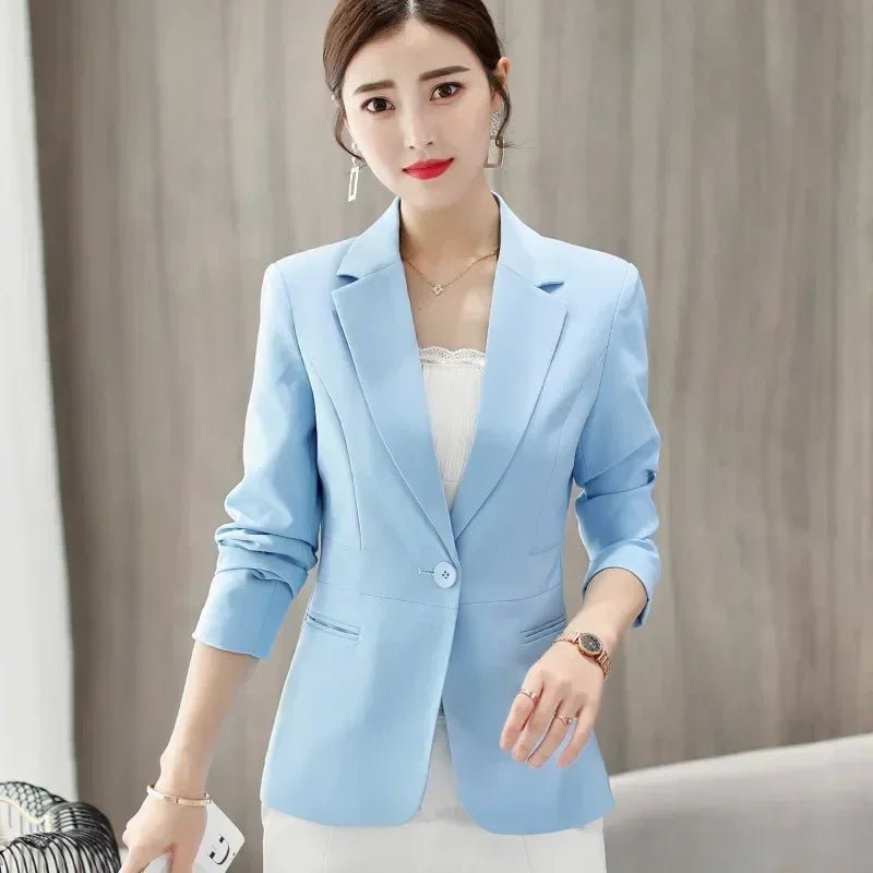 Royal Blue Suit Jacket Women's Stylish Slim Coat New Fall Women Blazer Pink, Red, White, Black Girl Tops Reefer Jackets - Overture Gifts