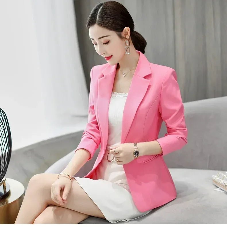 Royal Blue Suit Jacket Women's Stylish Slim Coat New Fall Women Blazer Pink, Red, White, Black Girl Tops Reefer Jackets - Overture Gifts