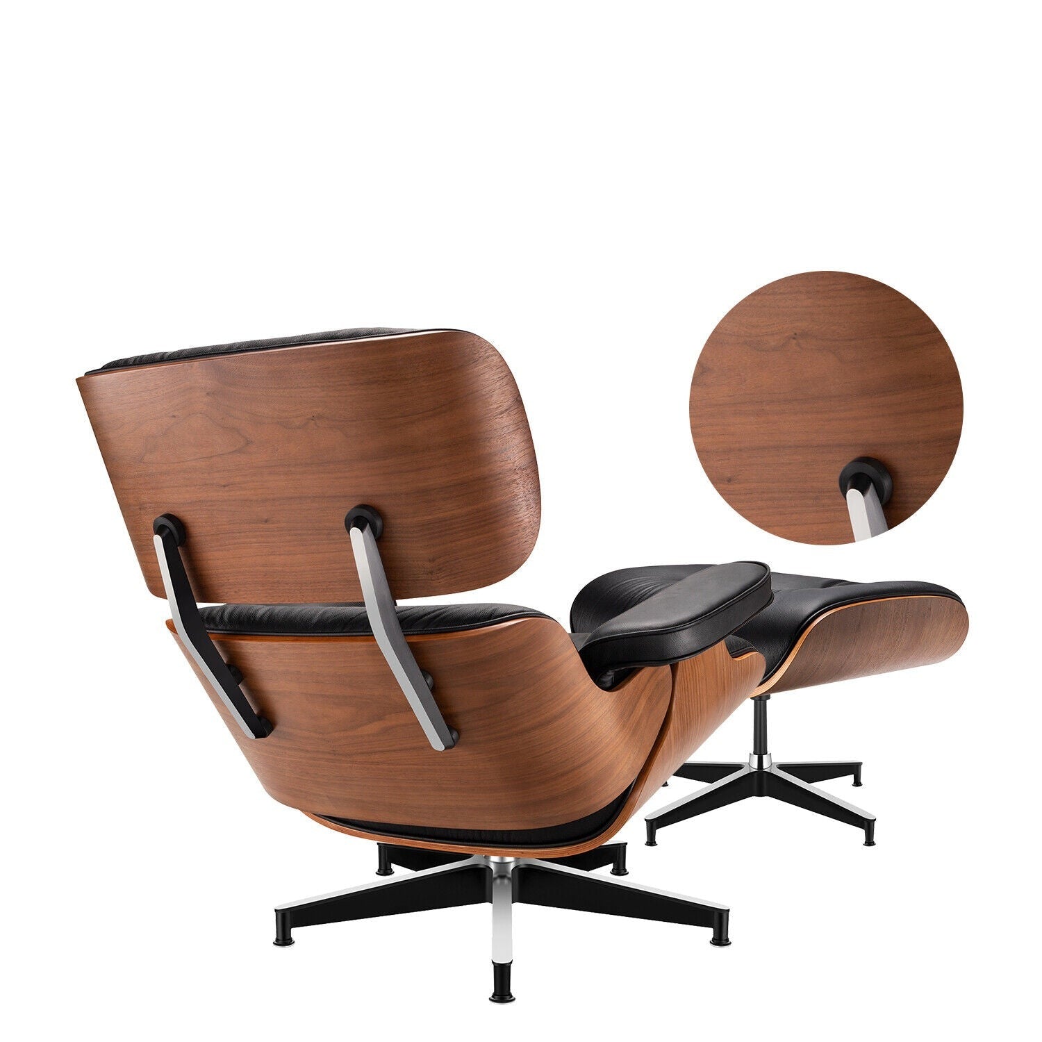 Classic Genuine Leather Lounge With Ottoman Leg Chair (Replica)