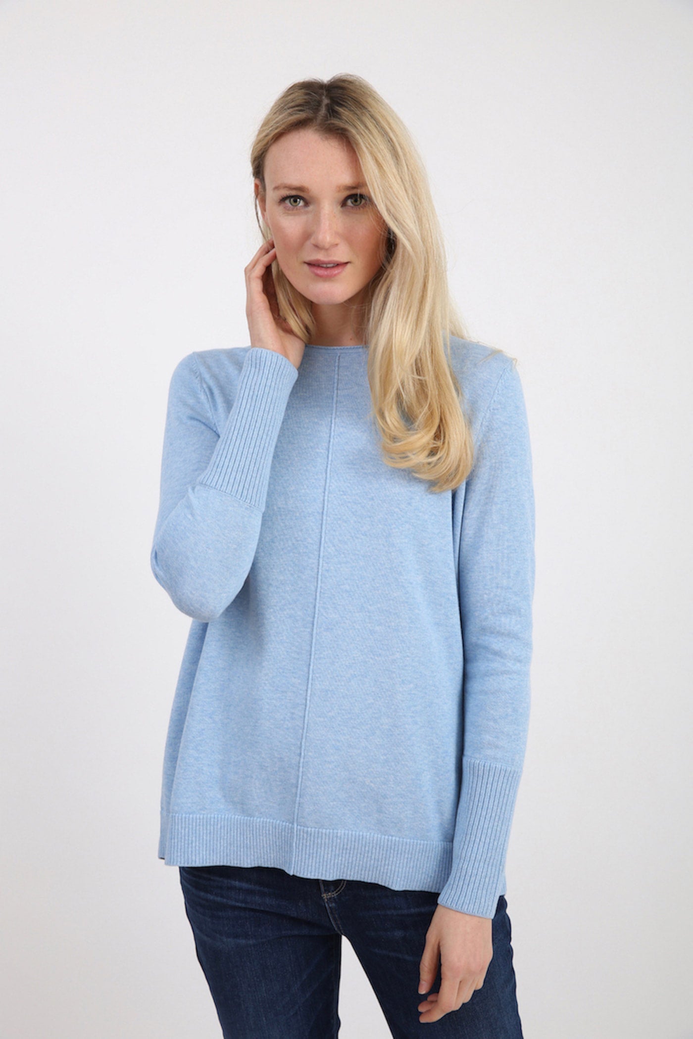 Pima Cotton Jewel Neck Pullover #181343