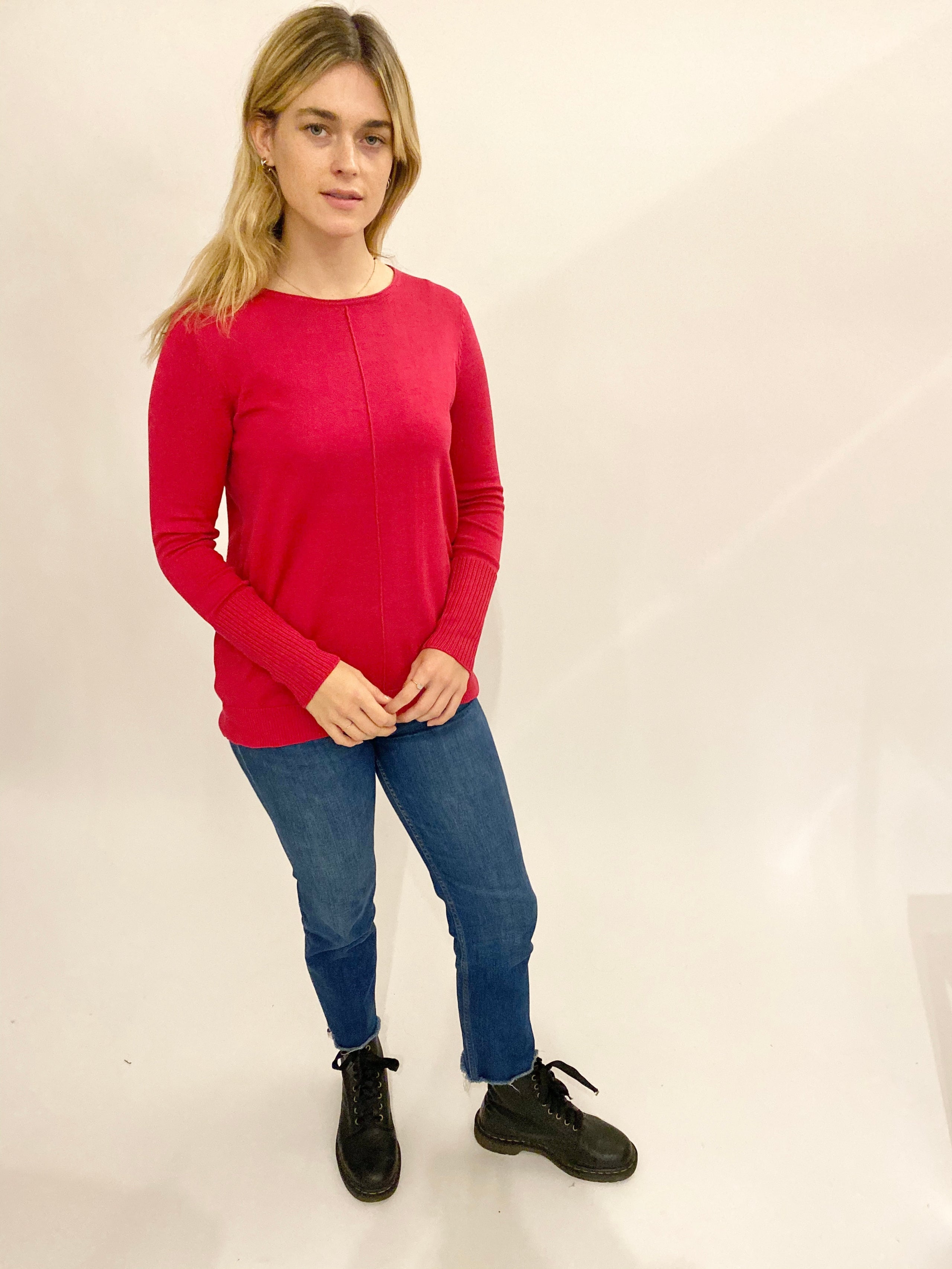 Pima Cotton Jewel Neck Pullover #181343