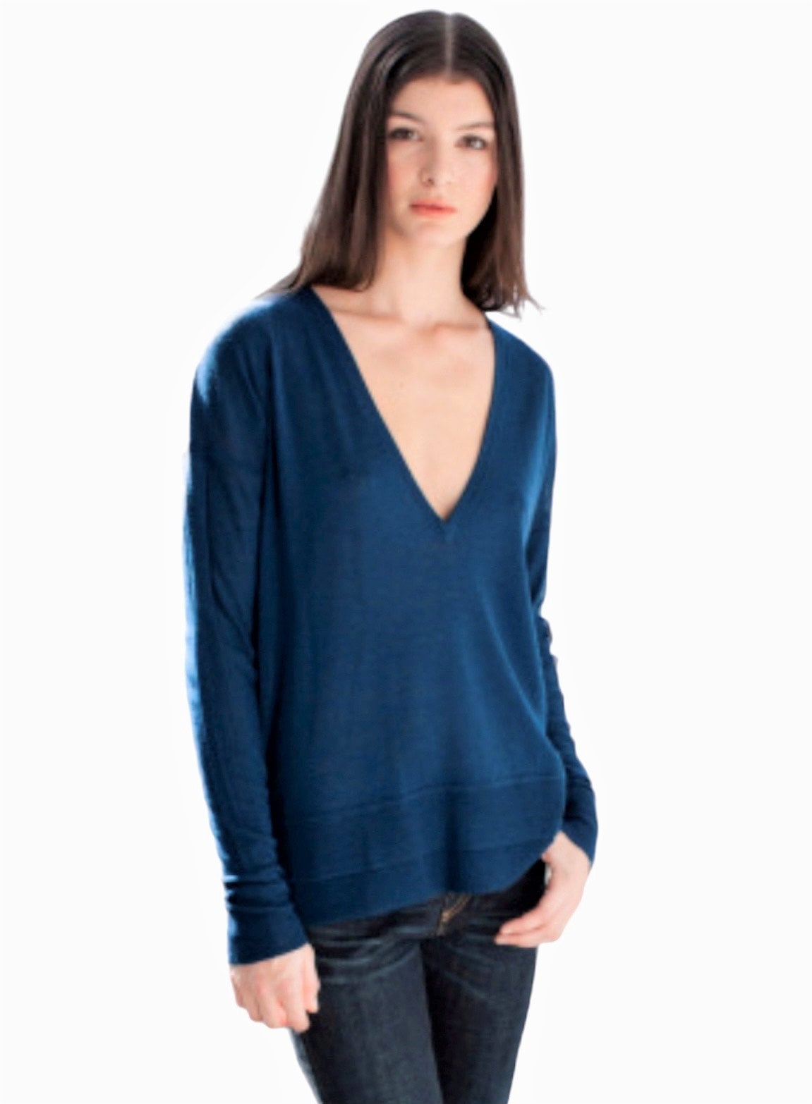 Merino Wool Deep V-Neck Jumper  #181947