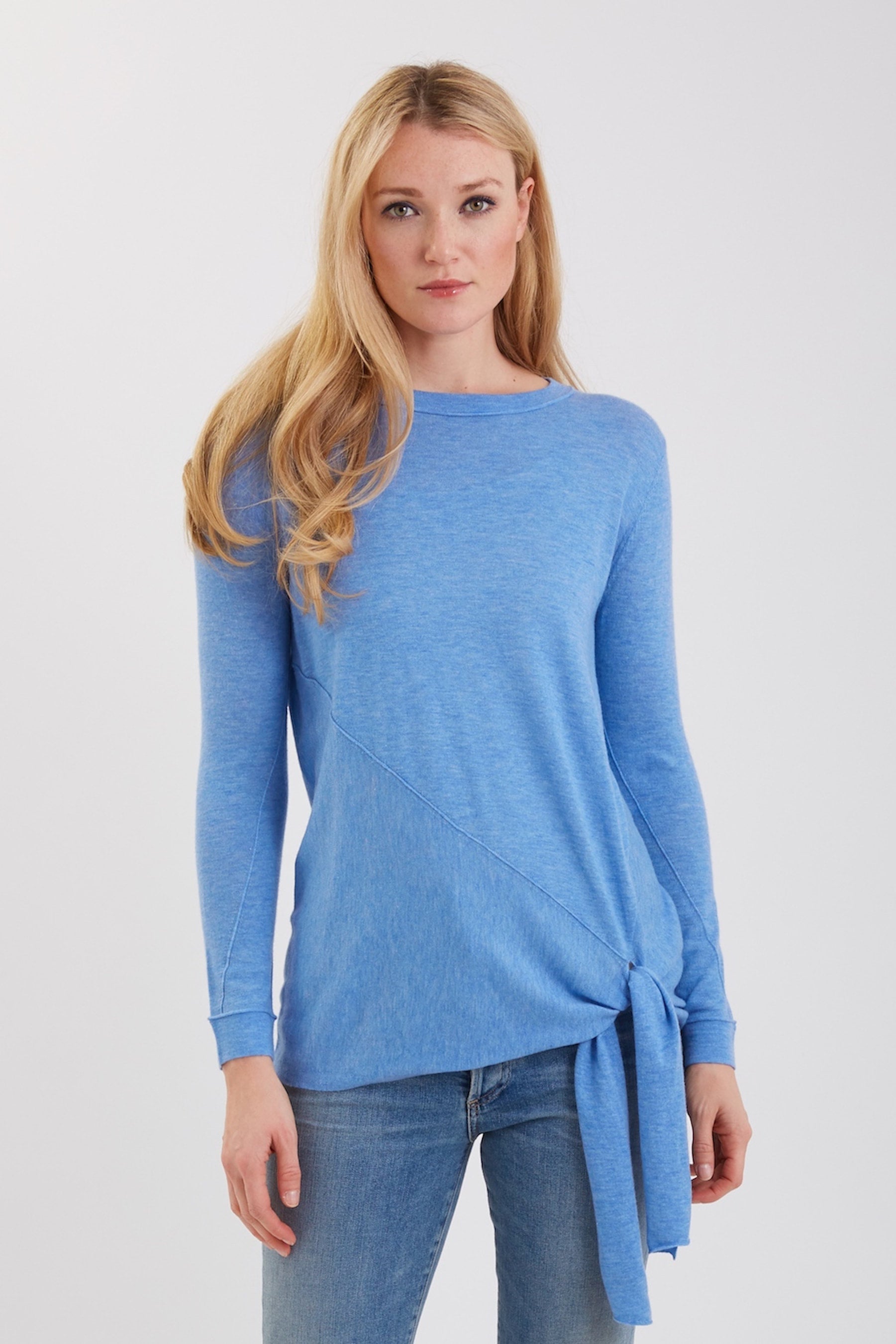 Cashmere Crew Neck With Tie Hem  #191709