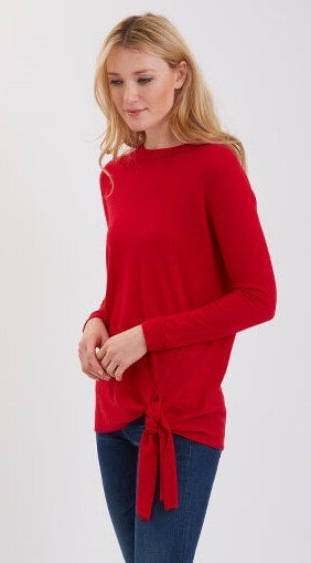 Cashmere Crew Neck With Tie Hem  #191709