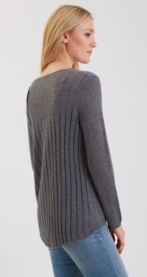 Cashmere Crew Neck w/rib Pleated Back #191715