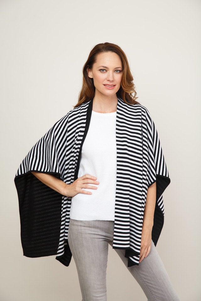 Pima Cotton Double Face Reversible Striped Cape #153320