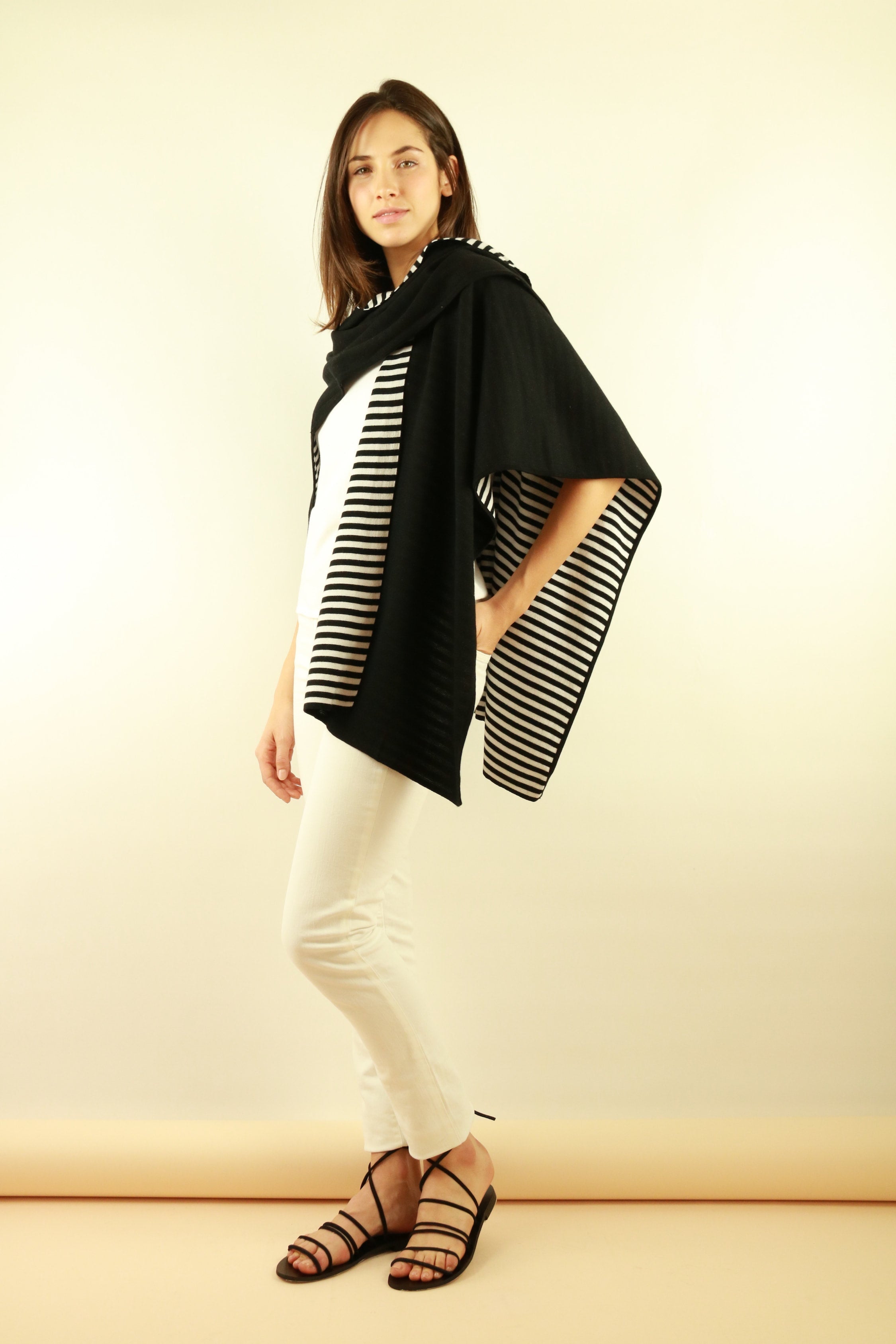 Pima Cotton Double Face Reversible Striped Cape #153320