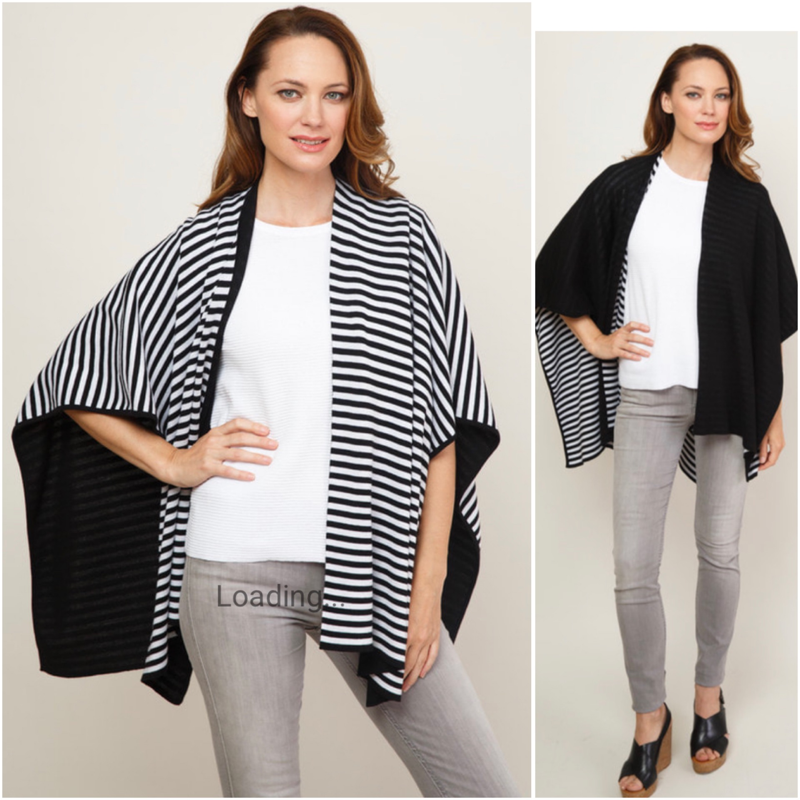 Pima Cotton Double Face Reversible Striped Cape #153320