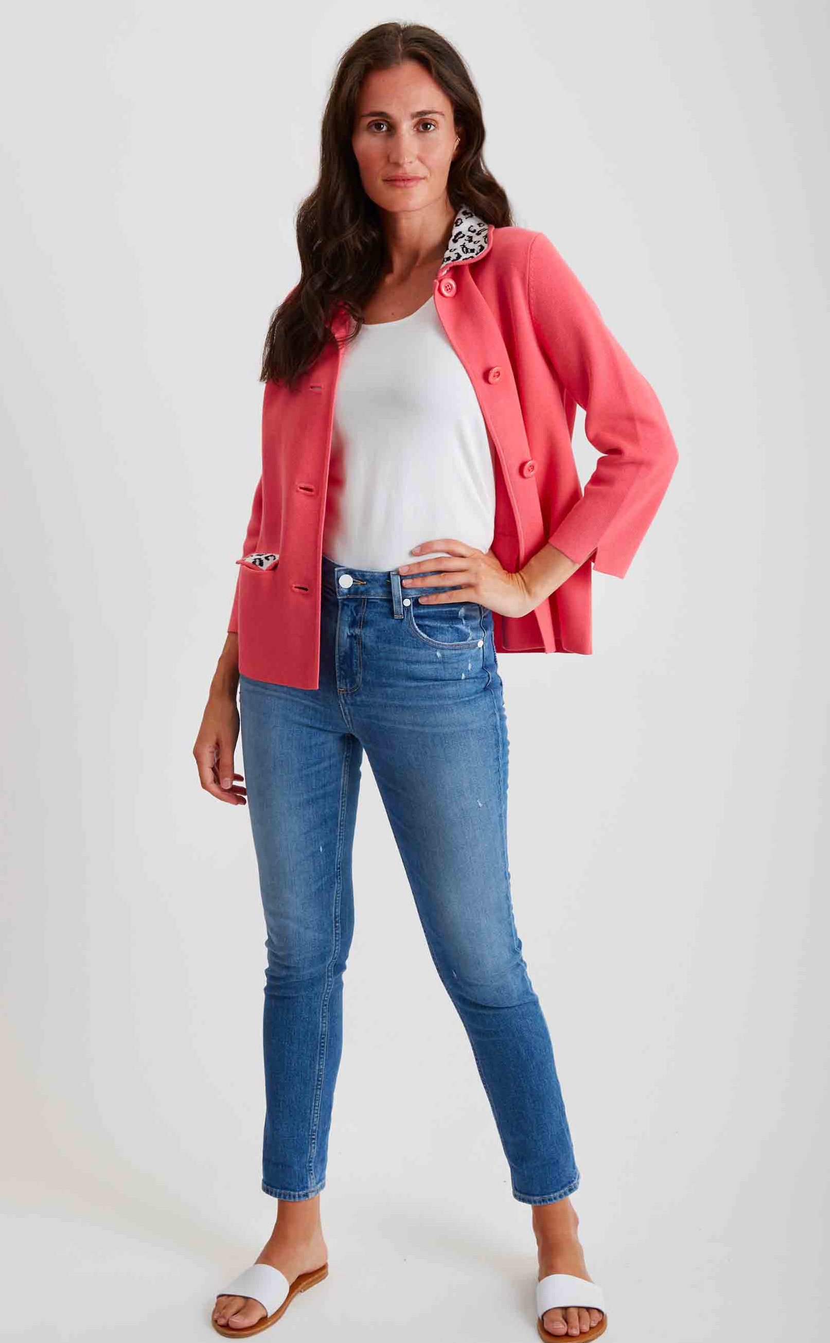 Pima Cotton Leopard Trim Jacket #204321