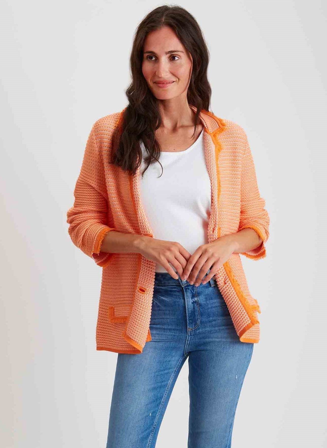 Textured Blazer with Fringe #204350
