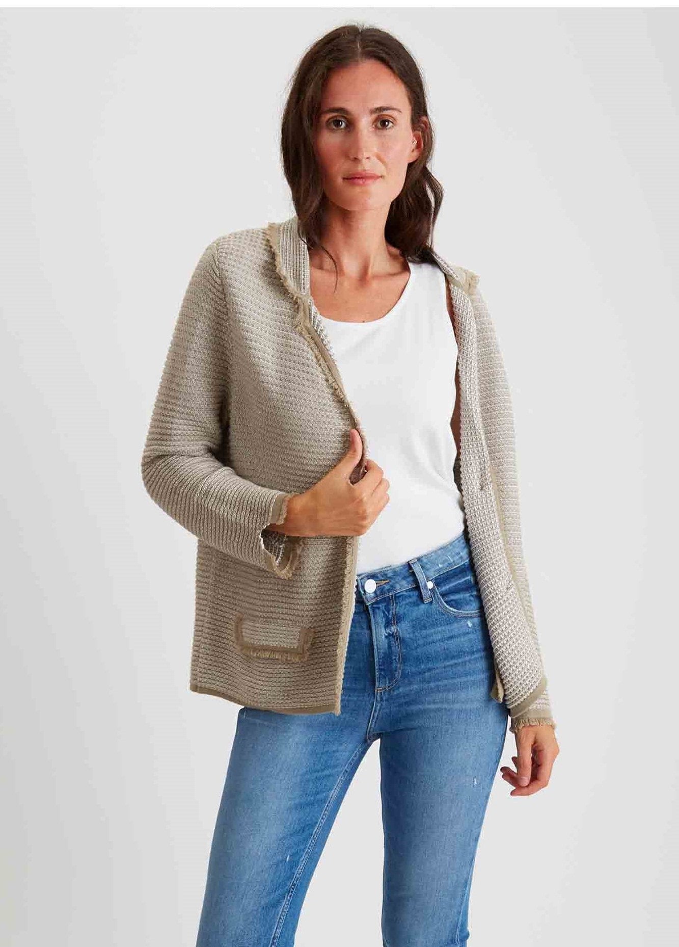 Textured Blazer with Fringe #204350