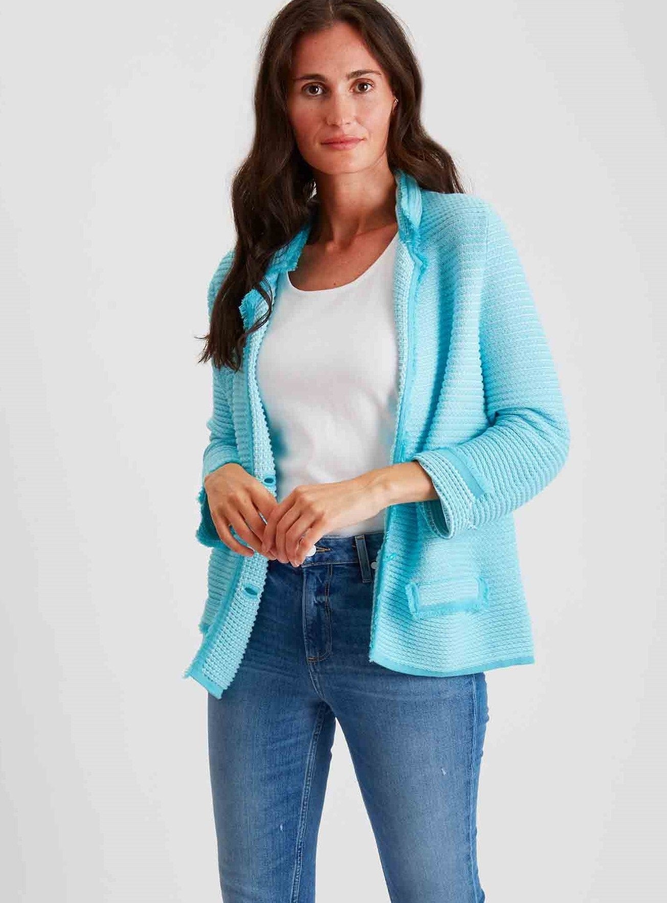 Textured Blazer with Fringe #204350
