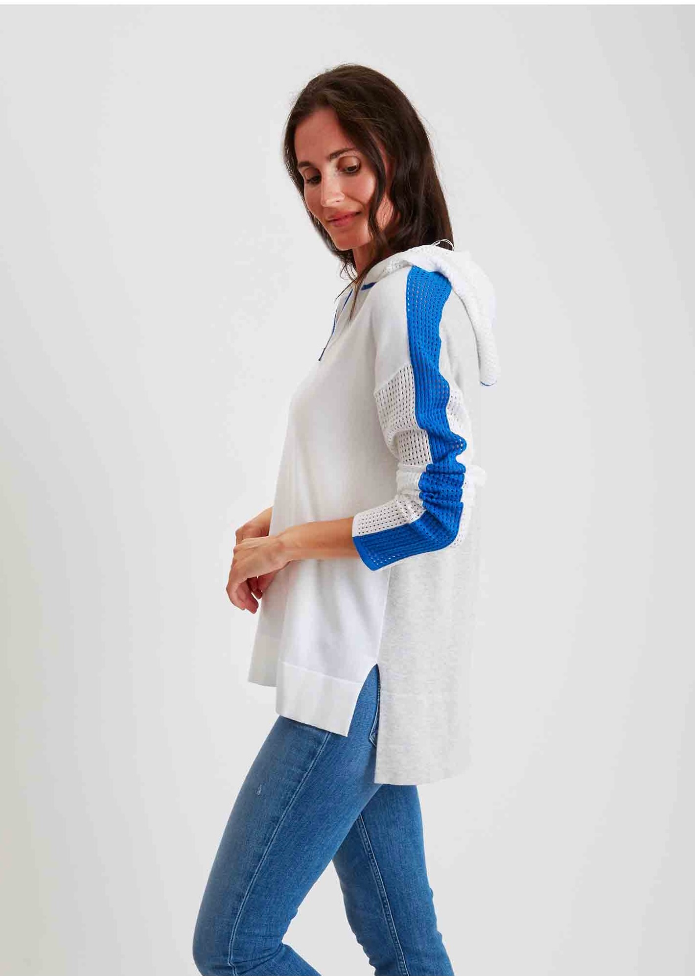 Mesh Hoodie with Exposed Zipper #204346