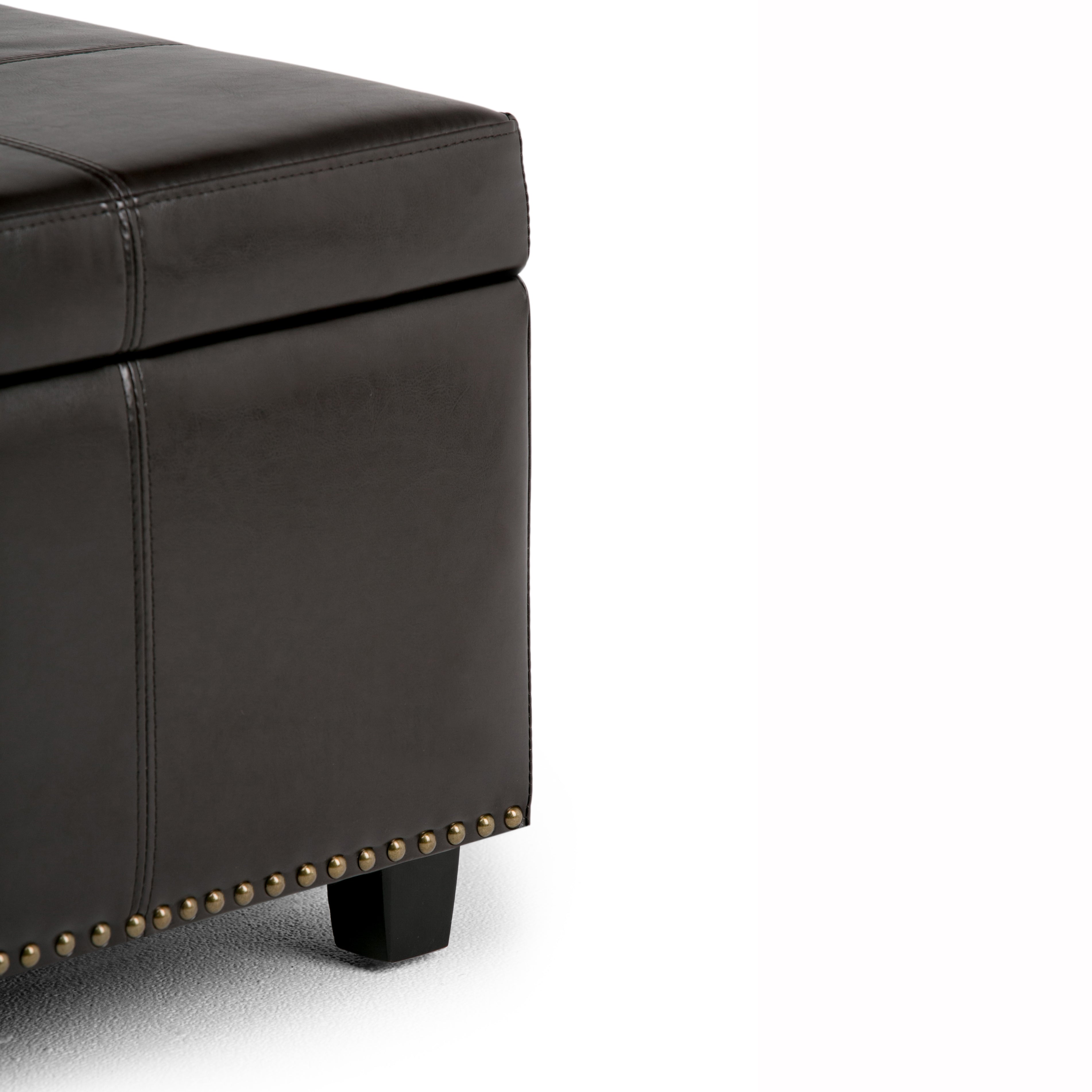 Kingsley 48 Inch Wide Large Storage Ottoman in Coffee