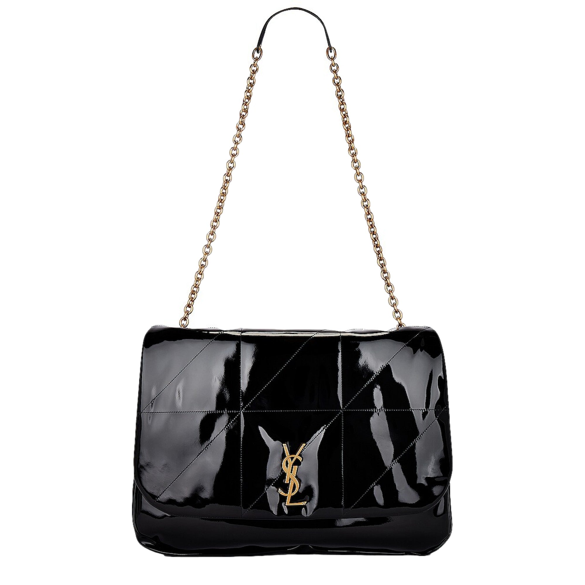 Saint Laurent Jamie YSL Black Patent Leather Large Shoulder Bag