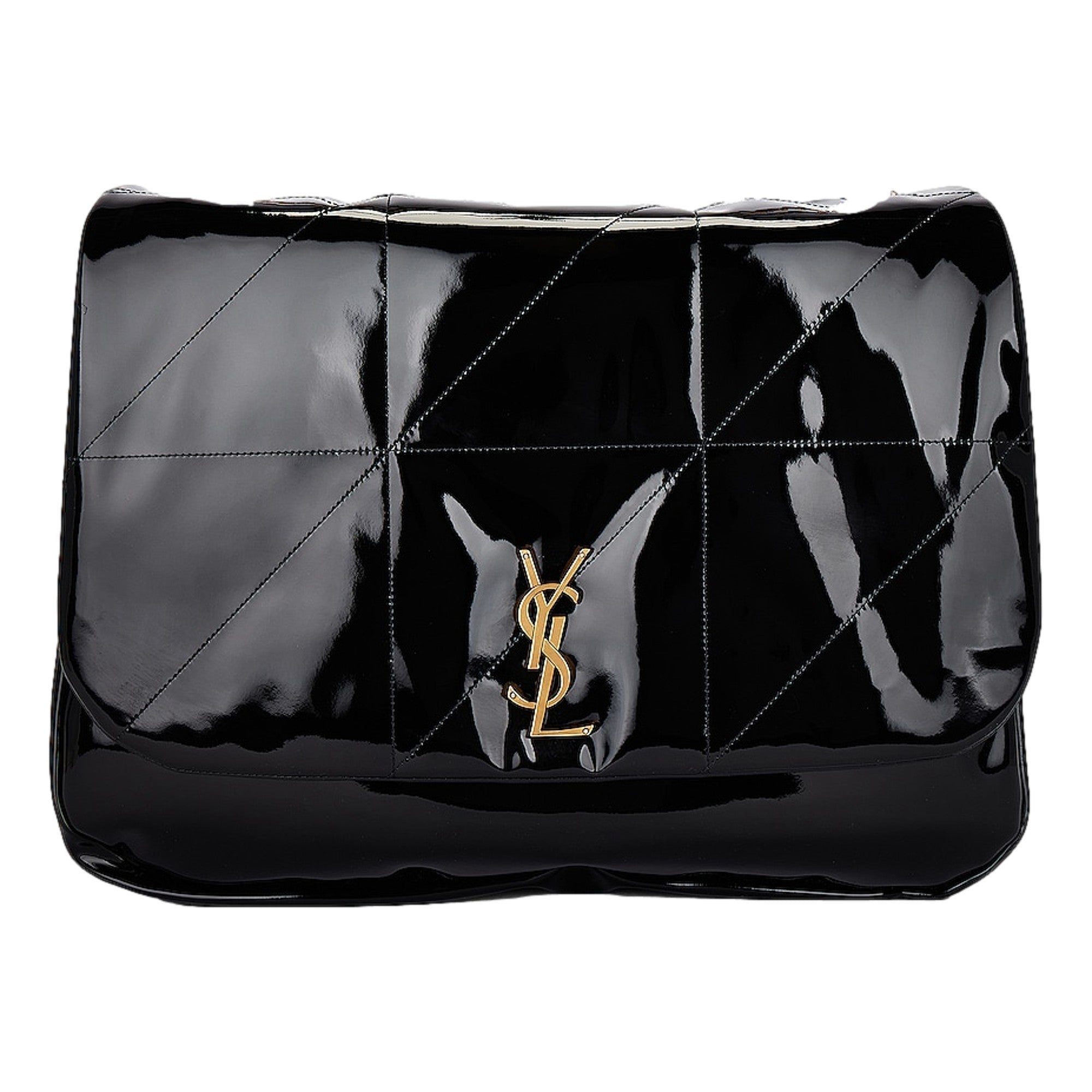 Saint Laurent Jamie YSL Black Patent Leather Large Shoulder Bag
