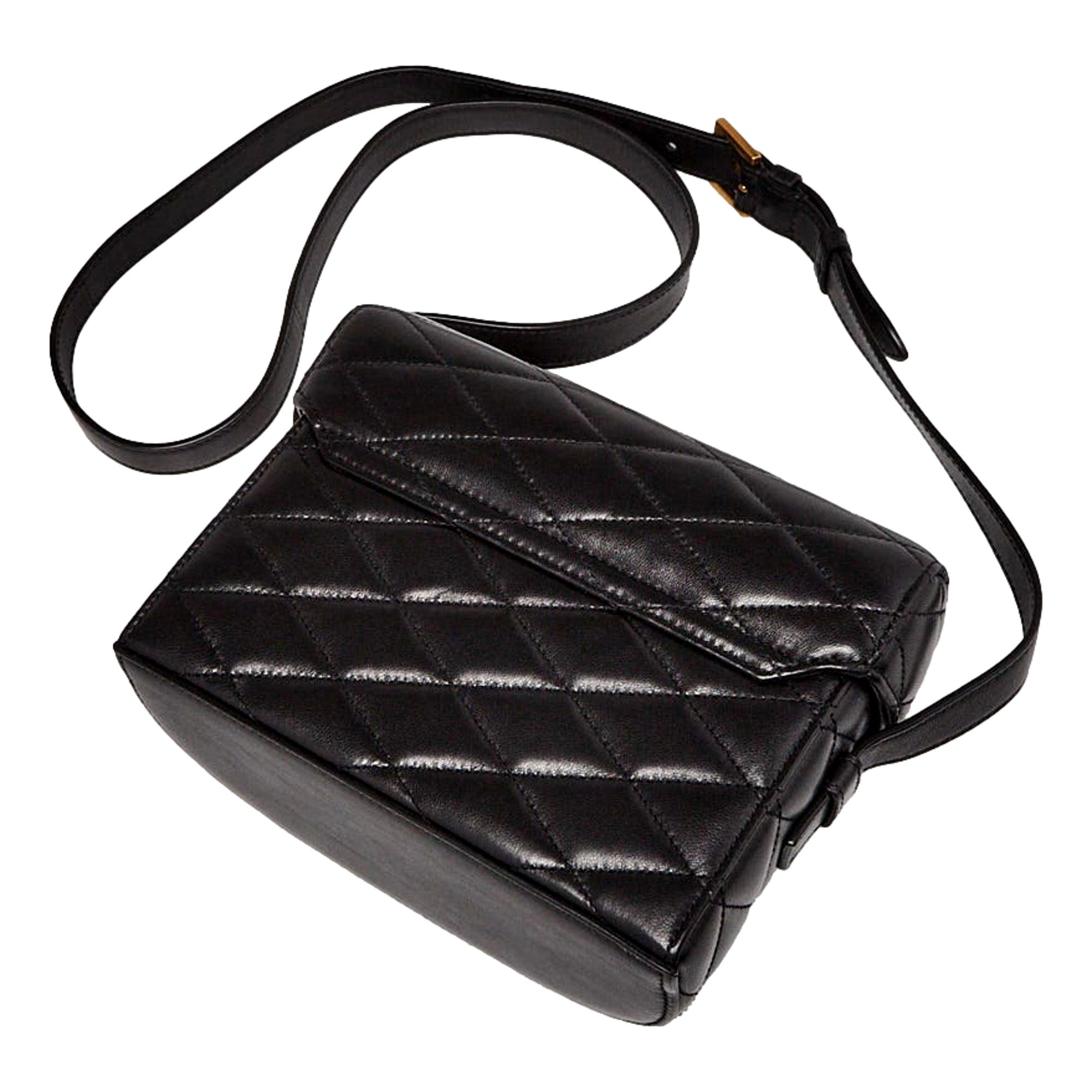 Saint Laurent YSL June Black Quilted Leather Crossbody Bag