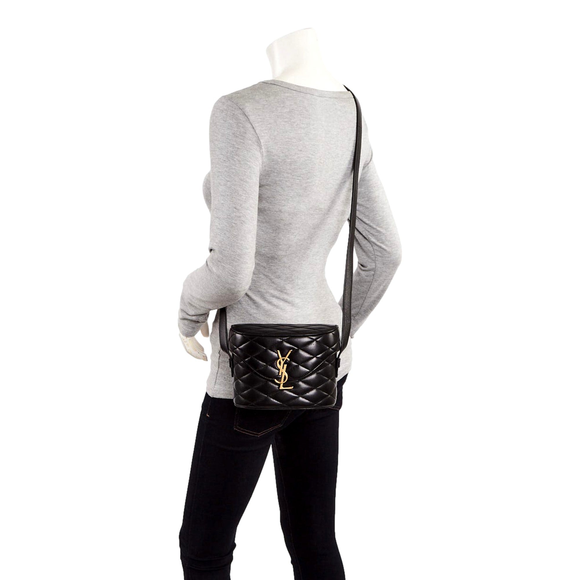 Saint Laurent YSL June Black Quilted Leather Crossbody Bag