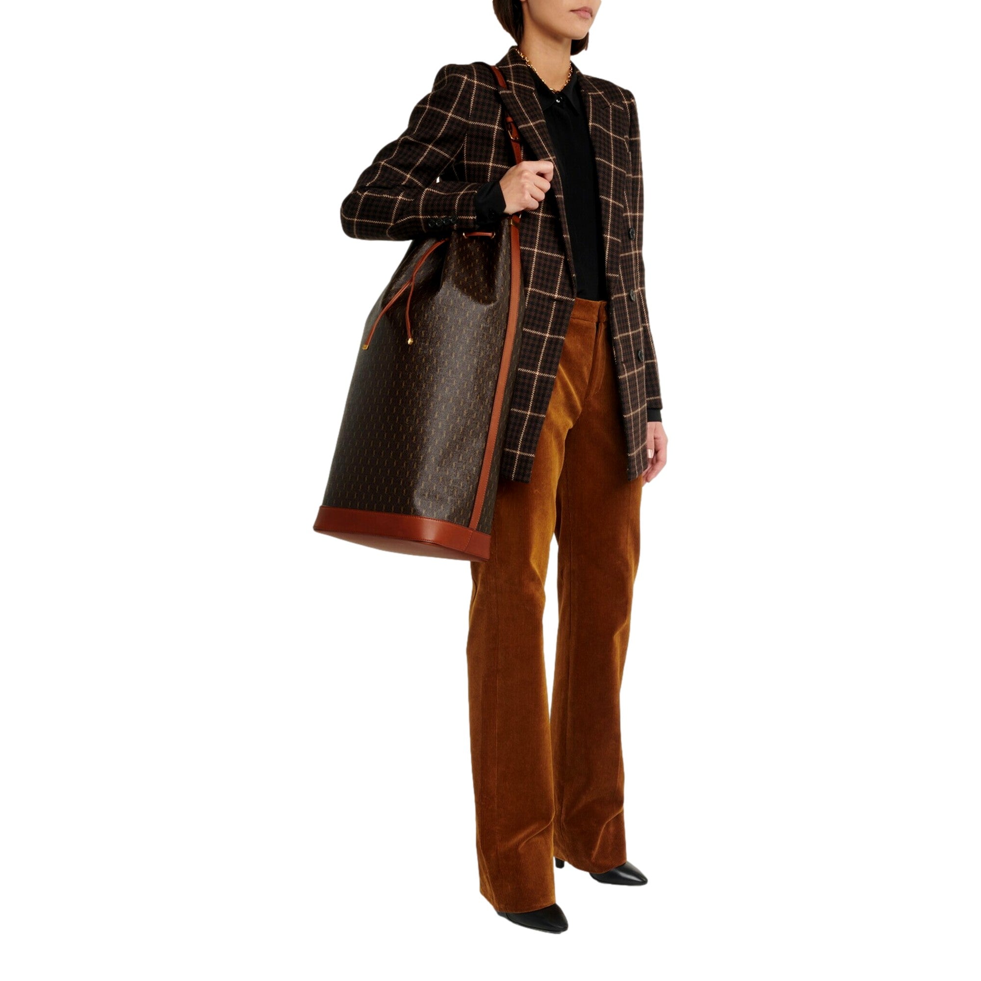 Saint Laurent Le Monogramme Oversized Bucket Bag Brown