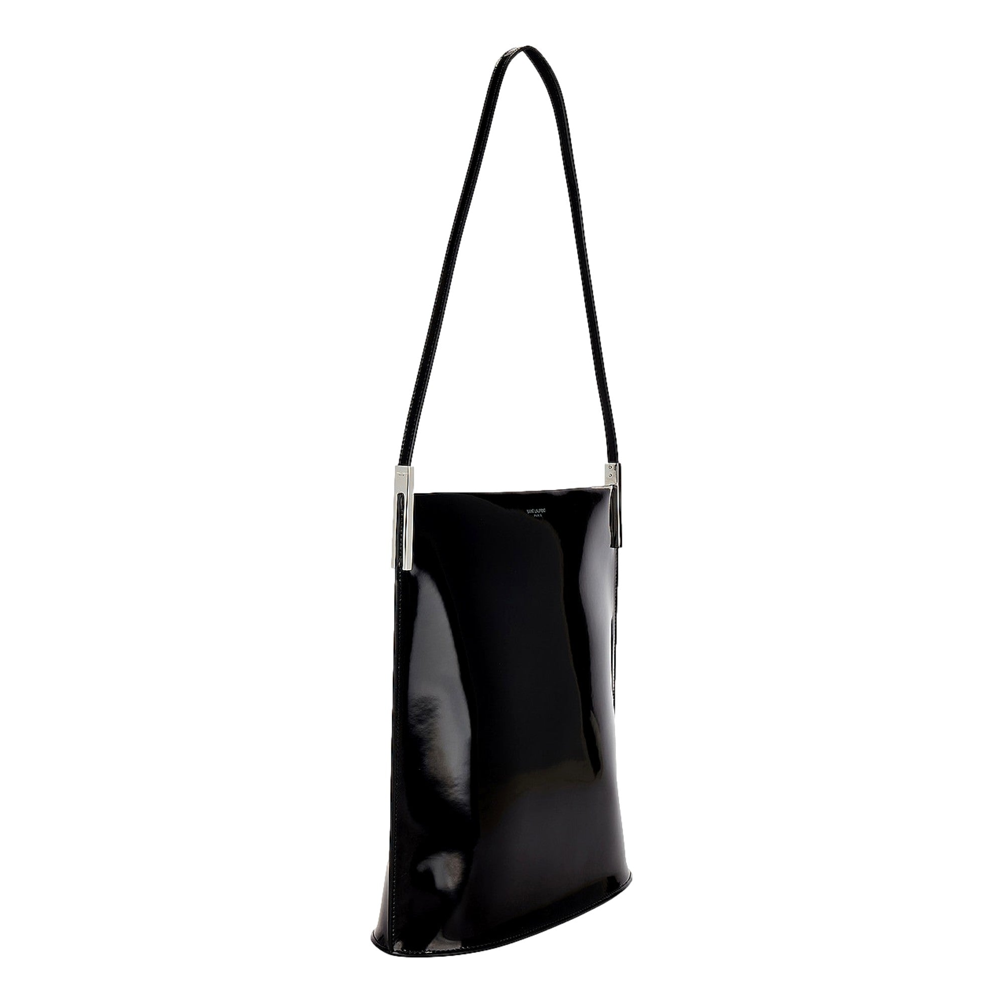 Saint Laurent Black Patent Leather Shopping Tote Shoulder Bag