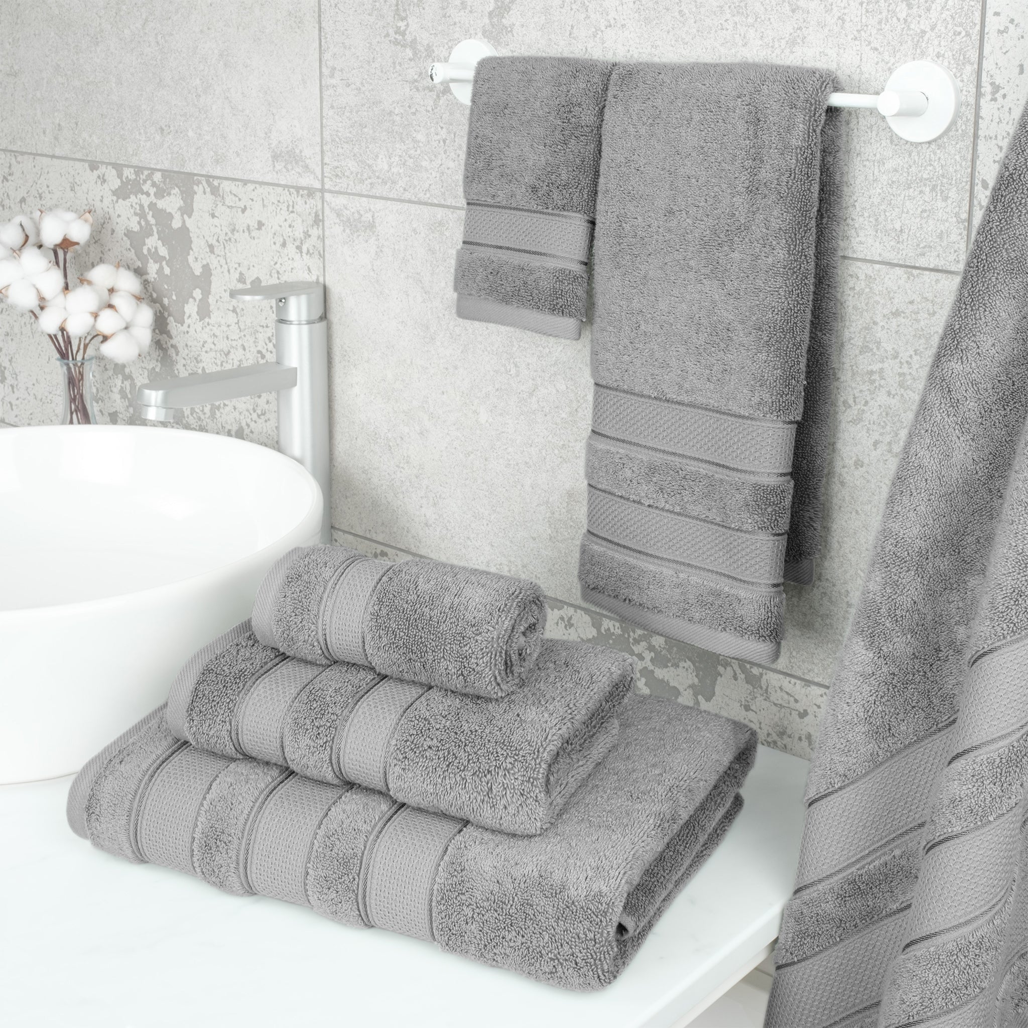 Salem 6 Piece 100% Cotton Luxury Bath Towel Set - Overture Gifts