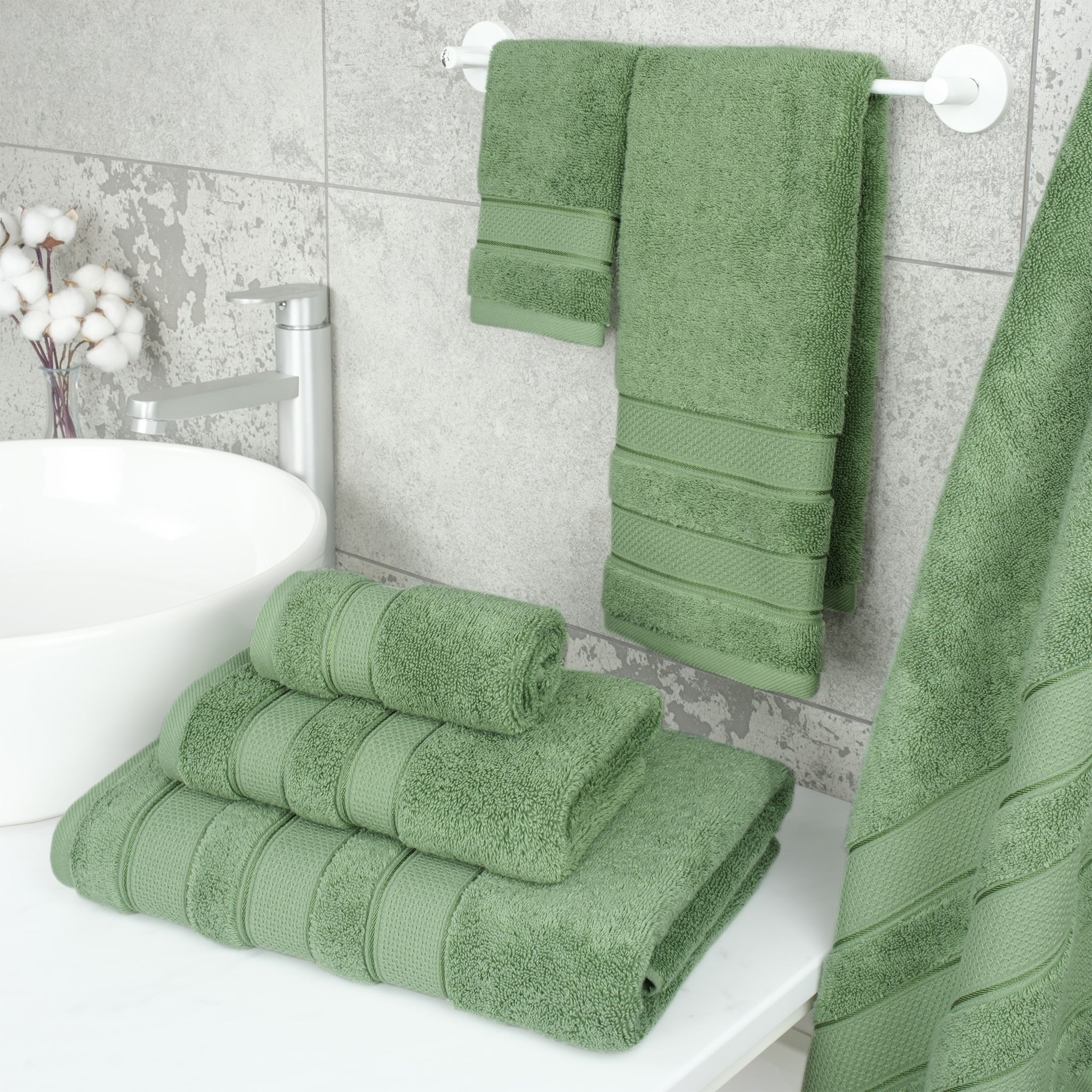 Salem 6 Piece 100% Cotton Luxury Bath Towel Set - Overture Gifts