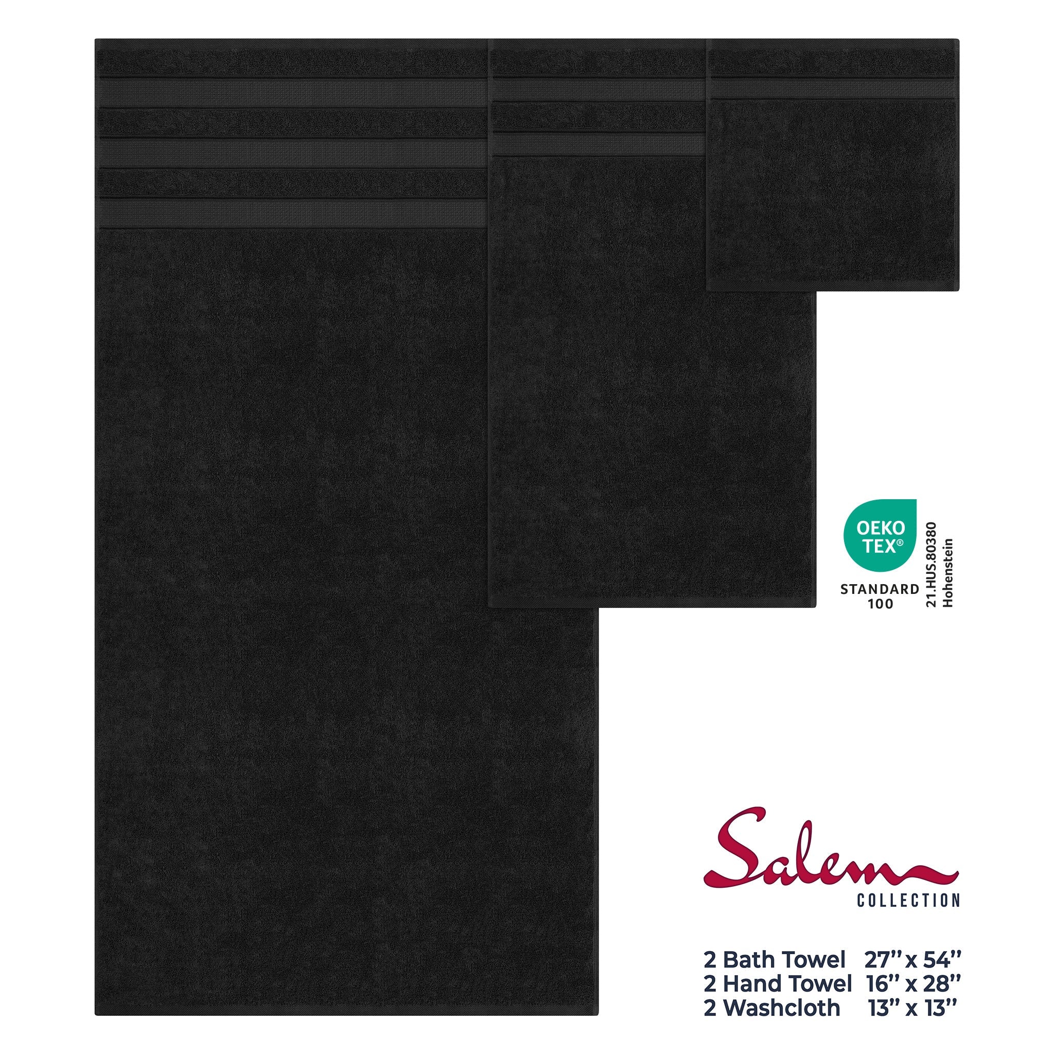 Salem 6 Piece 100% Cotton Luxury Bath Towel Set - Overture Gifts