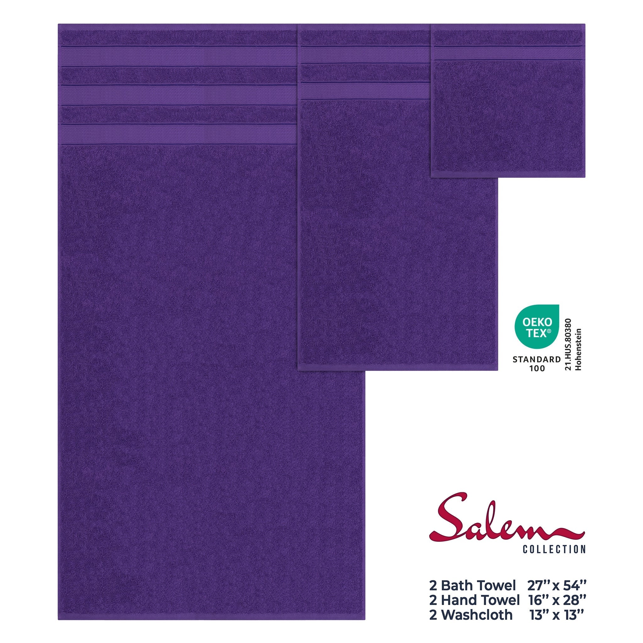 Salem 6 Piece 100% Cotton Luxury Bath Towel Set - Overture Gifts