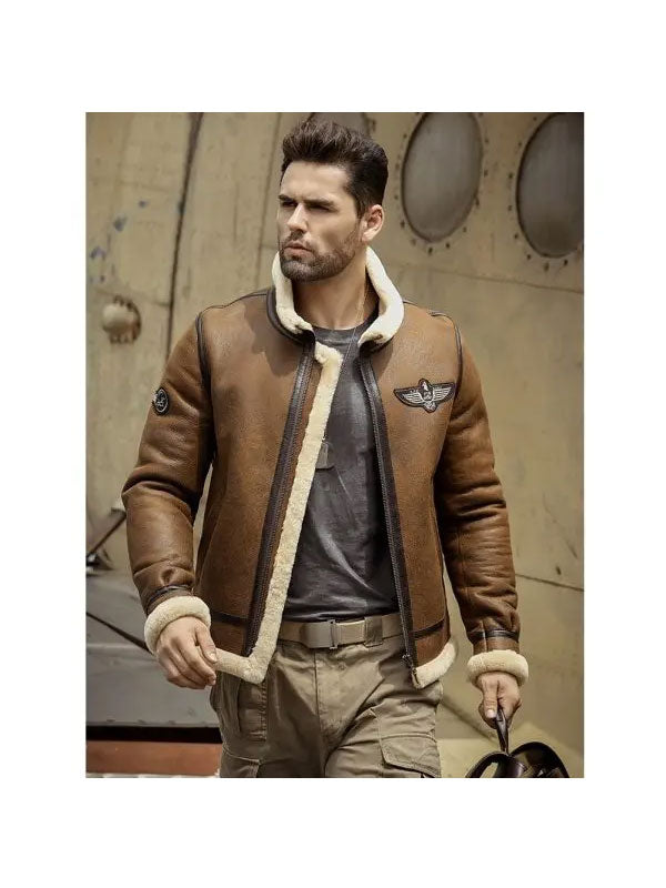 Men’s Sheepskin Shearling Motorcycle Leather Jacket