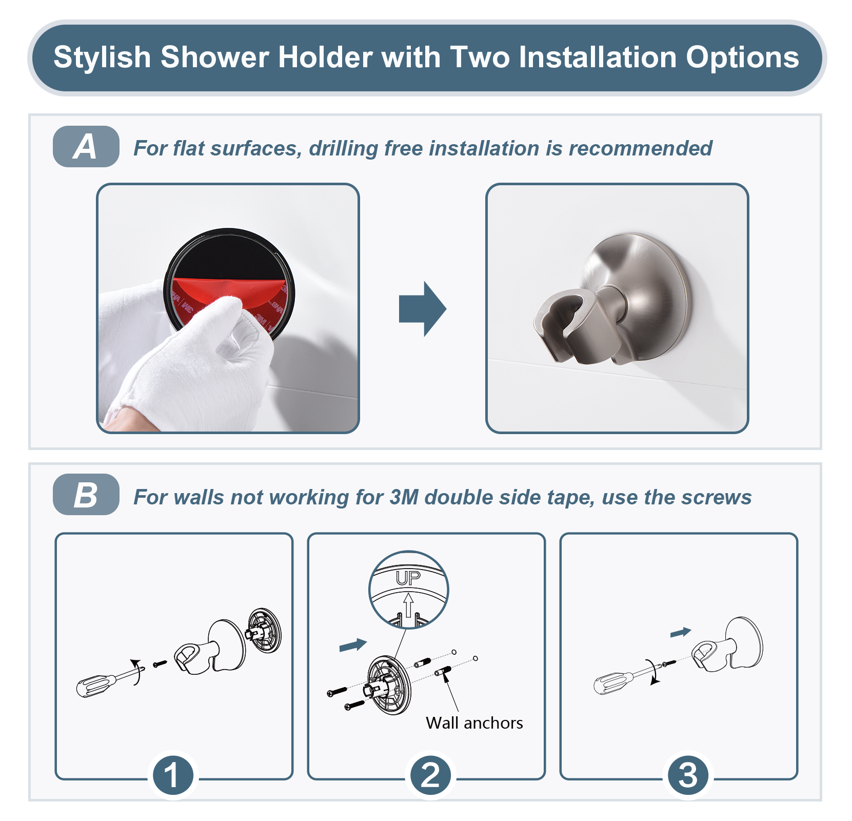 Dual Shower Head Combo with Extension Arm, 8 Inch Rainfall Shower Head with Handheld Shower head