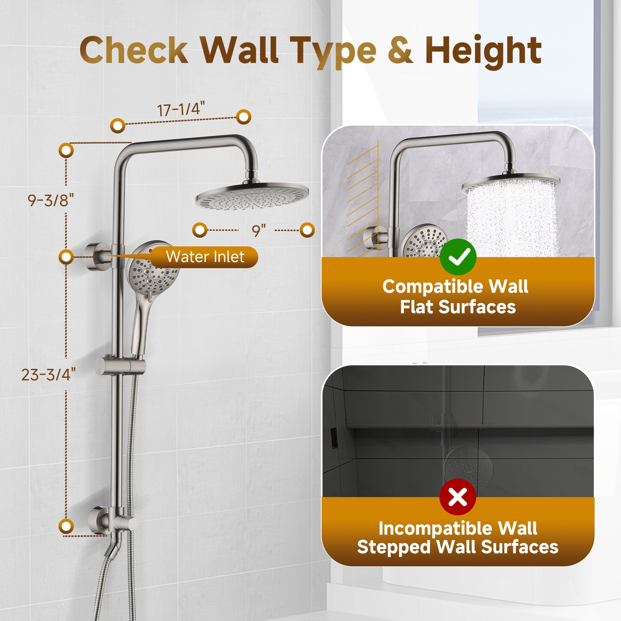 Shower System With Rain shower and Handheld Shower head,Hose