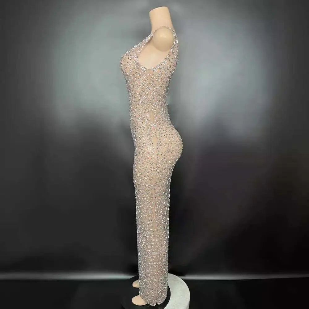 Silver Metallic Niche Princess Gathering Banquet Dress