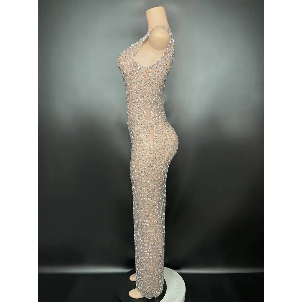 Silver Metallic Niche Princess Gathering Banquet Dress